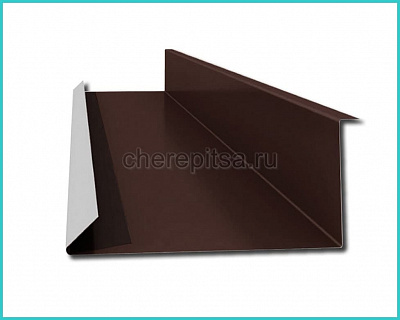 Планка примыкания нижняя 250x122x2000мм покрытие Полиэстер цвет RAL 8017 длина 2м толщина 0,4мм